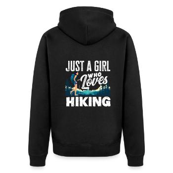 Lustiges Wandern Geschenk - Unisex Premium Bio Zip Hoodie - Schwarz - Hinten - Nico (187cm)