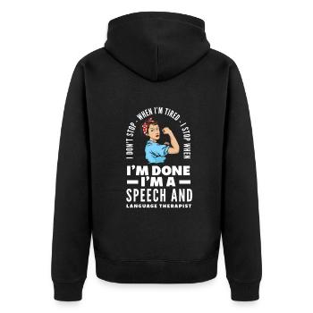 Speech therapist, speech therapist, speech therapist - Unisex Premium Organic Zip Hoodie - black - Back - Nico (187cm)