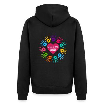 Speech therapist, speech therapist, speech therapist - Unisex Premium Organic Zip Hoodie - black - Back - Nico (187cm)