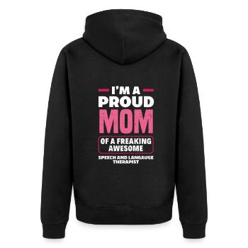 Speech therapist, speech therapist, speech therapist - Unisex Premium Organic Zip Hoodie - black - Back - Nico (187cm)