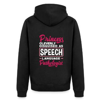 Speech therapist, speech therapist, speech therapist - Unisex Premium Organic Zip Hoodie - black - Back - Nico (187cm)