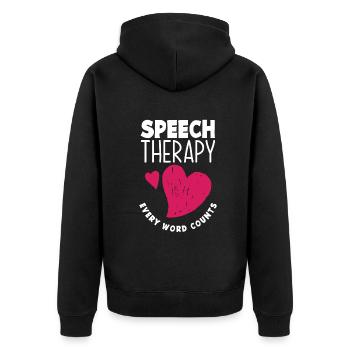 Speech therapist, speech therapist, speech therapist - Unisex Premium Organic Zip Hoodie - black - Back - Nico (187cm)