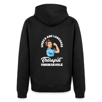Speech therapist, speech therapist, speech therapist - Unisex Premium Organic Zip Hoodie - black - Back - Nico (187cm)