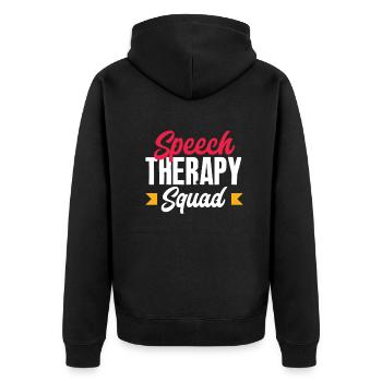 Speech therapist, speech therapist, speech therapist - Unisex Premium Organic Zip Hoodie - black - Back - Nico (187cm)