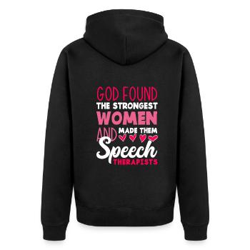 Speech therapist, speech therapist, speech therapist - Unisex Premium Organic Zip Hoodie - black - Back - Nico (187cm)
