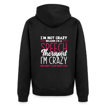 Sprachtherapeutin Sprachheilpädagogin Logopädin - Unisex Premium Bio Zip Hoodie - Schwarz - Hinten - Nico (187cm)