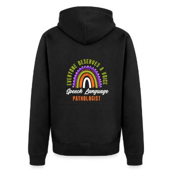 Sprachtherapeutin Sprachheilpädagogin Logopädin - Unisex Premium Bio Zip Hoodie - Schwarz - Hinten - Nico (187cm)