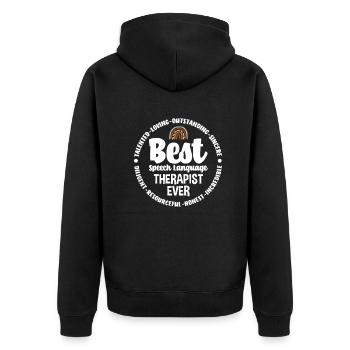 Speech therapist, speech therapist, speech therapist - Unisex Premium Organic Zip Hoodie - black - Back - Nico (187cm)