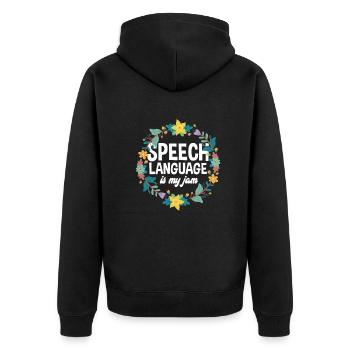 Speech therapist, speech therapist, speech therapist - Unisex Premium Organic Zip Hoodie - black - Back - Nico (187cm)