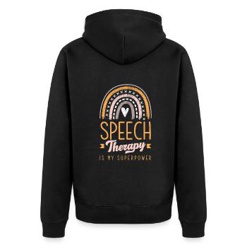 Speech therapist, speech therapist, speech therapist - Unisex Premium Organic Zip Hoodie - black - Back - Nico (187cm)