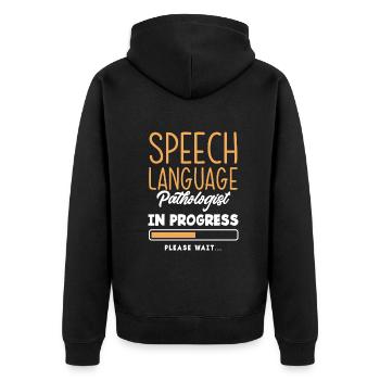 Speech therapist, speech therapist, speech therapist - Unisex Premium Organic Zip Hoodie - black - Back - Nico (187cm)