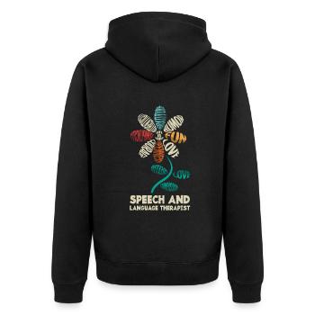 Speech therapist, speech therapist, speech therapist - Unisex Premium Organic Zip Hoodie - black - Back - Nico (187cm)