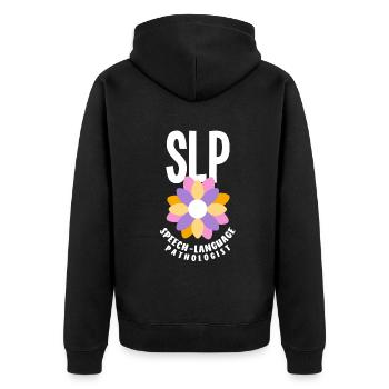 Speech therapist, speech therapist, speech therapist - Unisex Premium Organic Zip Hoodie - black - Back - Nico (187cm)