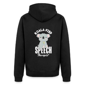Speech therapist, speech therapist, speech therapist - Unisex Premium Organic Zip Hoodie - black - Back - Nico (187cm)