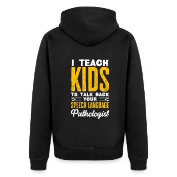 Speech therapist, speech therapist, speech therapist - Unisex Premium Organic Zip Hoodie - black - Back - Nico (187cm)