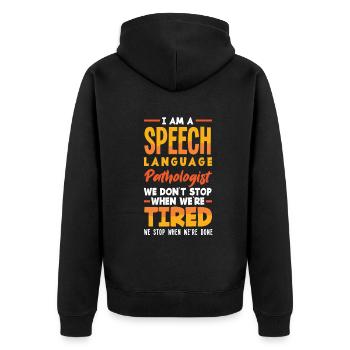 Speech therapist, speech therapist, speech therapist - Unisex Premium Organic Zip Hoodie - black - Back - Nico (187cm)