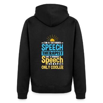 Speech therapist, speech therapist, speech therapist - Unisex Premium Organic Zip Hoodie - black - Back - Nico (187cm)