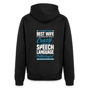 Speech therapist, speech therapist, speech therapist - Unisex Premium Organic Zip Hoodie - black - Back - Nico (187cm)