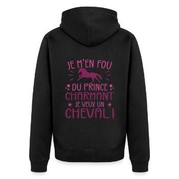 Je m'en fou du prince charmant je veux un cheval - Veste à capuche bio Premium Unisexe - noir - Dos - Nico (187cm)