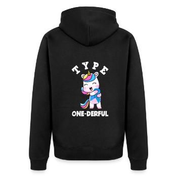 T1D Diabetes Typ 1 Diabetiker Geschenk - Unisex Premium Bio Zip Hoodie - Schwarz - Hinten - Nico (187cm)