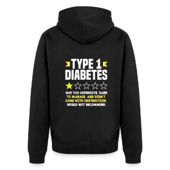 Cadeau pour diabétiques de type 1 pour diabétiques de type 1 - Veste à capuche bio Premium Unisexe - noir - Dos - Nico (187cm)
