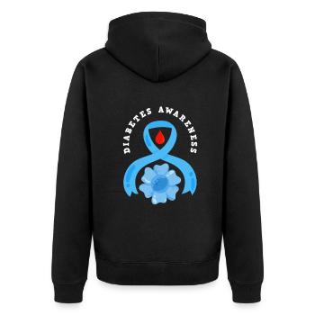 T1D Diabetes Typ 1 Diabetiker Geschenk - Unisex Premium Bio Zip Hoodie - Schwarz - Hinten - Nico (187cm)