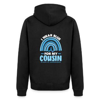 T1D Diabetes Typ 1 Diabetiker Geschenk - Unisex Premium Bio Zip Hoodie - Schwarz - Hinten - Nico (187cm)