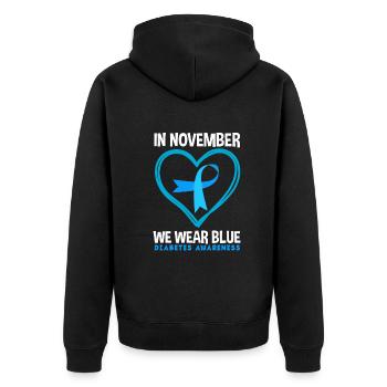 T1D Diabetes Type 1 Diabetic Gift - Unisex Premium Organic Zip Hoodie - black - Back - Nico (187cm)