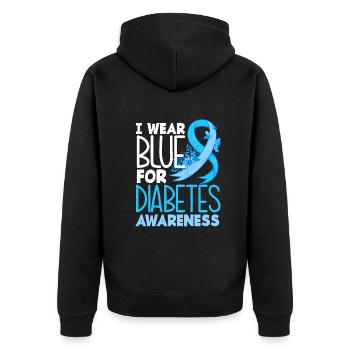 T1D Diabetes Type 1 Diabetic Gift - Unisex Premium Organic Zip Hoodie - black - Back - Nico (187cm)