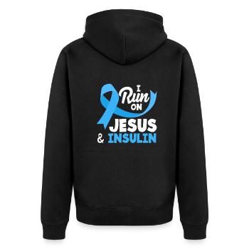 T1D Diabetes Type 1 Diabetic Gift - Unisex Premium Organic Zip Hoodie - black - Back - Nico (187cm)