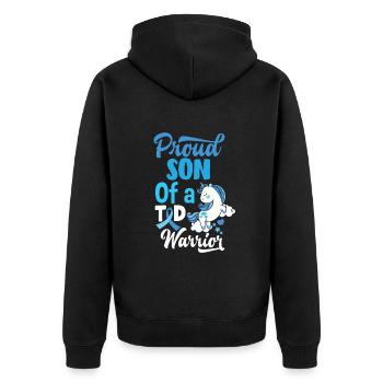 T1D Diabetes Typ 1 Diabetiker Geschenk - Unisex Premium Bio Zip Hoodie - Schwarz - Hinten - Nico (187cm)