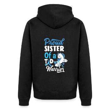 T1D Diabetes Typ 1 Diabetiker Geschenk - Unisex Premium Bio Zip Hoodie - Schwarz - Hinten - Nico (187cm)