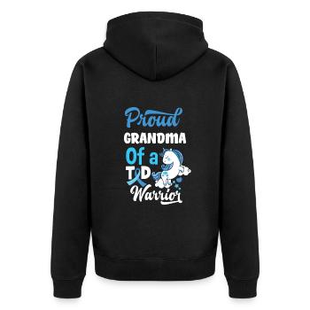 T1D Diabetes Typ 1 Diabetiker Geschenk - Unisex Premium Bio Zip Hoodie - Schwarz - Hinten - Nico (187cm)