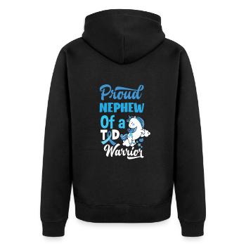 T1D Diabetes Typ 1 Diabetiker Geschenk - Unisex Premium Bio Zip Hoodie - Schwarz - Hinten - Nico (187cm)