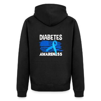 T1D Diabetes Type 1 Diabetic Gift - Unisex Premium Organic Zip Hoodie - black - Back - Nico (187cm)