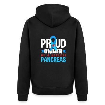 T1D Diabetes Typ 1 Diabetiker Geschenk - Unisex Premium Bio Zip Hoodie - Schwarz - Hinten - Nico (187cm)