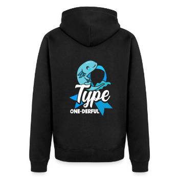 T1D Diabetes Type 1 Diabetic Gift - Unisex Premium Organic Zip Hoodie - black - Back - Nico (187cm)