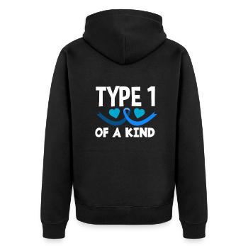 T1D Diabetes Typ 1 Diabetiker Geschenk - Unisex Premium Bio Zip Hoodie - Schwarz - Hinten - Nico (187cm)