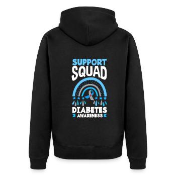 T1D Diabetes Typ 1 Diabetiker Geschenk - Unisex Premium Bio Zip Hoodie - Schwarz - Hinten - Nico (187cm)
