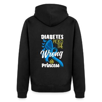 T1D Diabetes Type 1 Diabetic Gift - Unisex Premium Organic Zip Hoodie - black - Back - Nico (187cm)