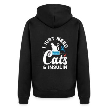 T1D Diabetes Type 1 Diabetic Gift - Unisex Premium Organic Zip Hoodie - black - Back - Nico (187cm)