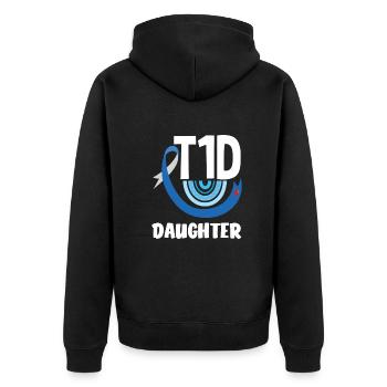 T1D Diabetes Type 1 Diabetic Gift - Unisex Premium Organic Zip Hoodie - black - Back - Nico (187cm)