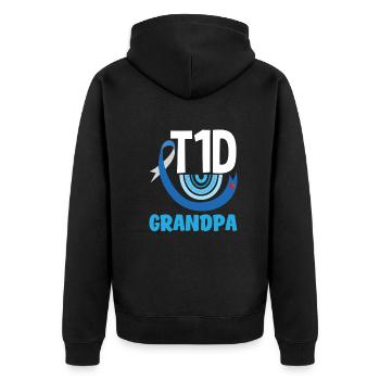 T1D Diabetes Typ 1 Diabetiker Geschenk - Unisex Premium Bio Zip Hoodie - Schwarz - Hinten - Nico (187cm)