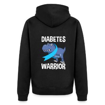 T1D Diabetes Typ 1 Diabetiker Geschenk - Unisex Premium Bio Zip Hoodie - Schwarz - Hinten - Nico (187cm)