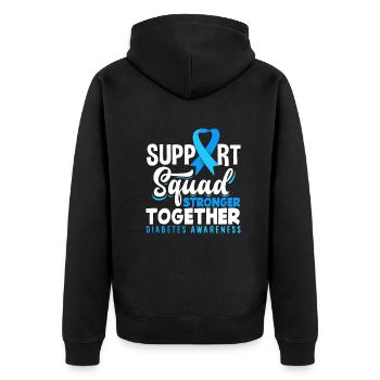 T1D Diabetes Type 1 Diabetic Gift - Unisex Premium Organic Zip Hoodie - black - Back - Nico (187cm)