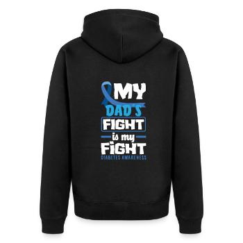 T1D Diabetes Typ 1 Diabetiker Geschenk - Unisex Premium Bio Zip Hoodie - Schwarz - Hinten - Nico (187cm)
