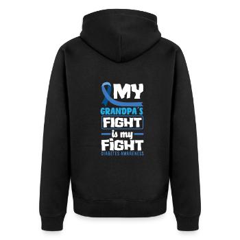 T1D Diabetes Typ 1 Diabetiker Geschenk - Unisex Premium Bio Zip Hoodie - Schwarz - Hinten - Nico (187cm)