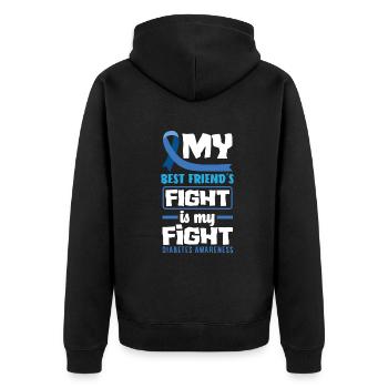 T1D Diabetes Typ 1 Diabetiker Geschenk - Unisex Premium Bio Zip Hoodie - Schwarz - Hinten - Nico (187cm)