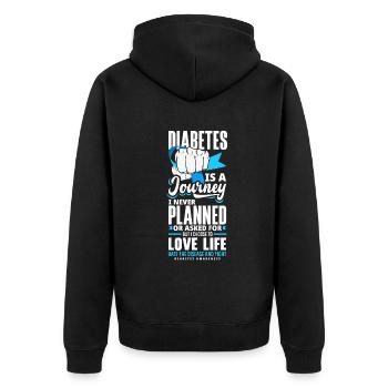 T1D Diabetes Typ 1 Diabetiker Geschenk - Unisex Premium Bio Zip Hoodie - Schwarz - Hinten - Nico (187cm)