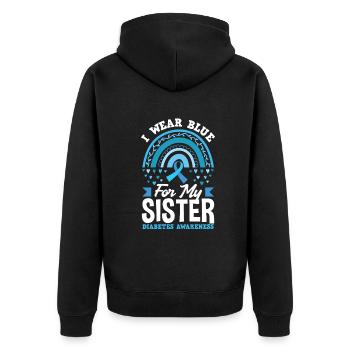 T1D Diabetes Typ 1 Diabetiker Geschenk - Unisex Premium Bio Zip Hoodie - Schwarz - Hinten - Nico (187cm)